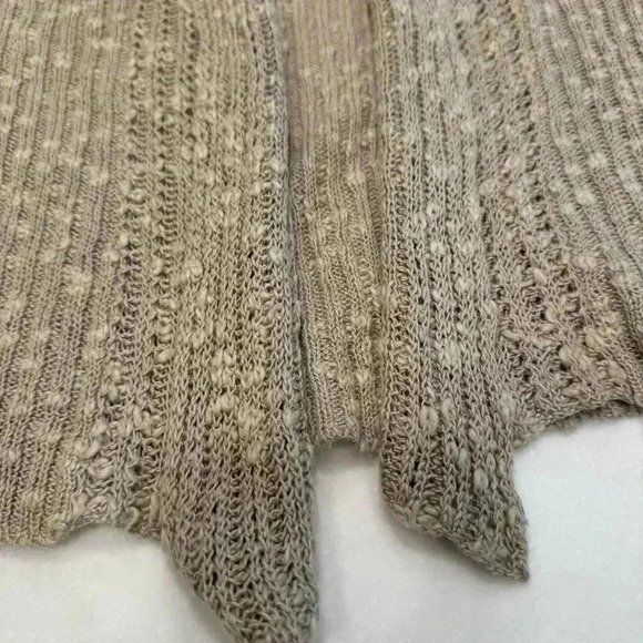 EILEEN FISHER Cardigan SP Cotton Linen Ribbed Slub Open Front Long Sleeve Beige - Picture 9 of 10